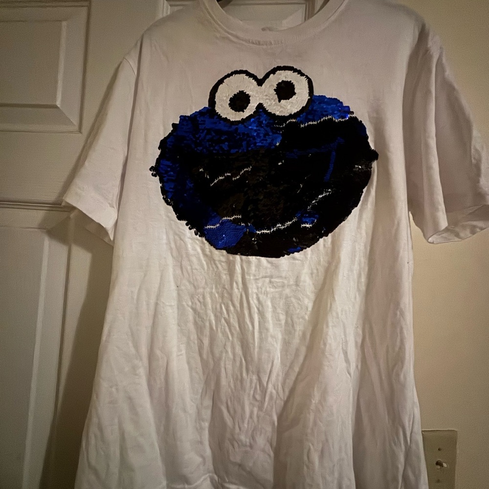 Men White and Blue Character T-Shirt